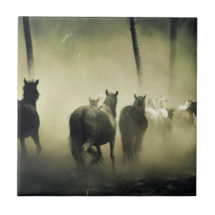 Wild Horses Running Ceramic Tile