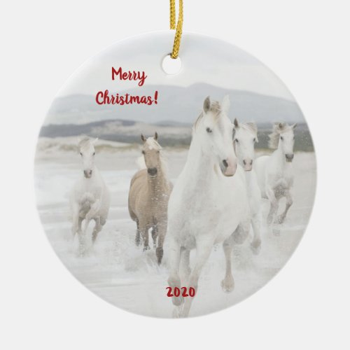 Wild Horses Running Christmas Ornament