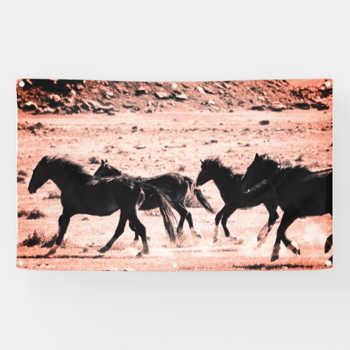 WILD HORSES RUNNING CUSTOMIZABLE BANNER W GROMMET