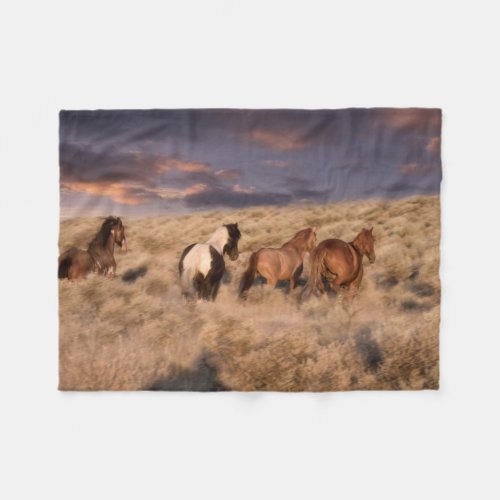 Wild Horses Running Fleece Blanket
