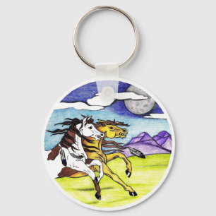 Wild Horses Running Free Keychain