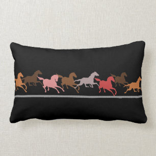 Wild horses running lumbar pillow