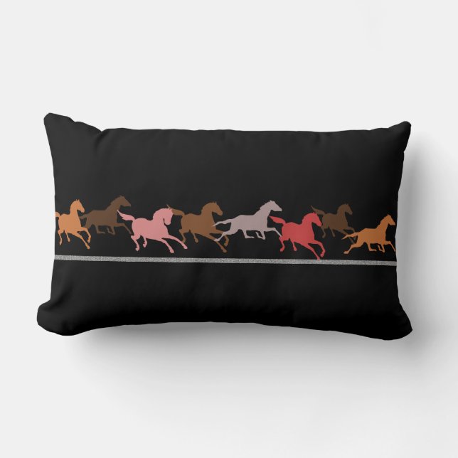 Wild horses running lumbar pillow (Front)