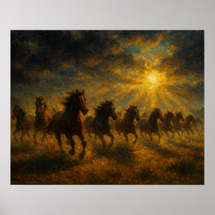 Wild Horses Running Poster