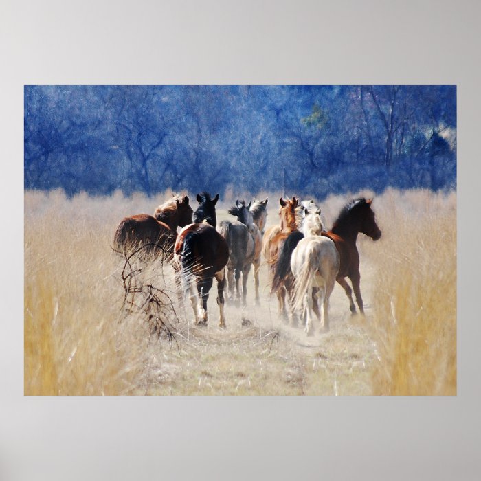 Wild horses running poster