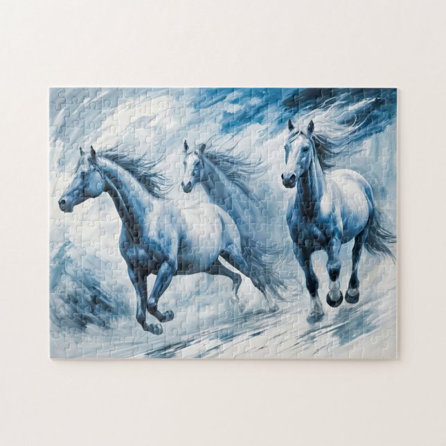 Wild Horses Running Through Waves Jigsaw Puzzle (Horizontal)