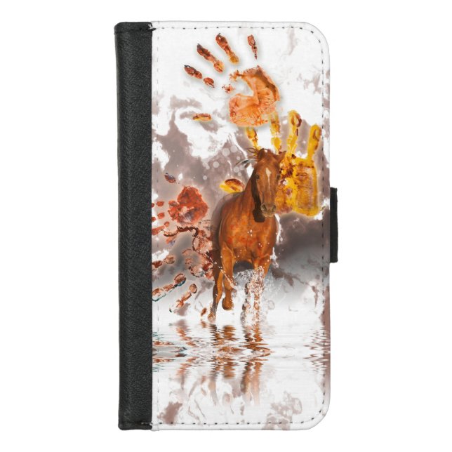 Wild Horses Running WILD HANDS iPhone Wallet Case (Front)