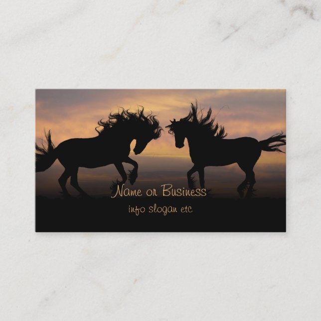 Wild Horses Silhouette Business Card (Front)