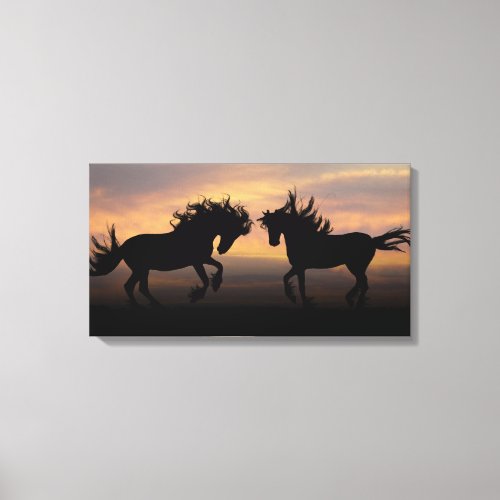 Wild Horses Silhouette Canvas Print