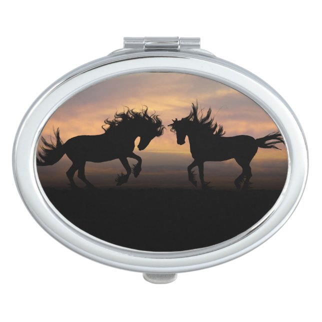 Wild Horses Silhouette Makeup Mirror (Front)