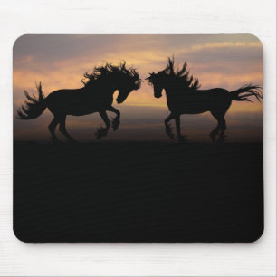 Wild Horses Silhouette Mouse Pad