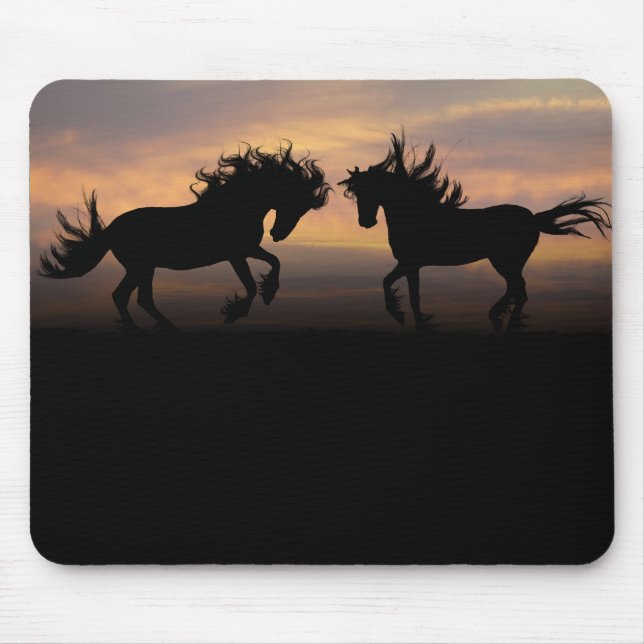 Wild Horses Silhouette Mouse Pad (Front)