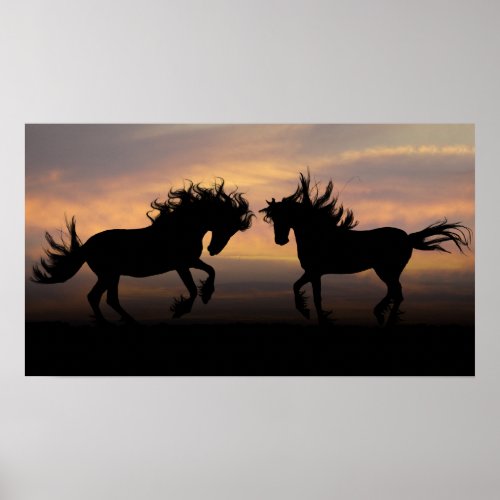 Wild Horses Silhouette Poster