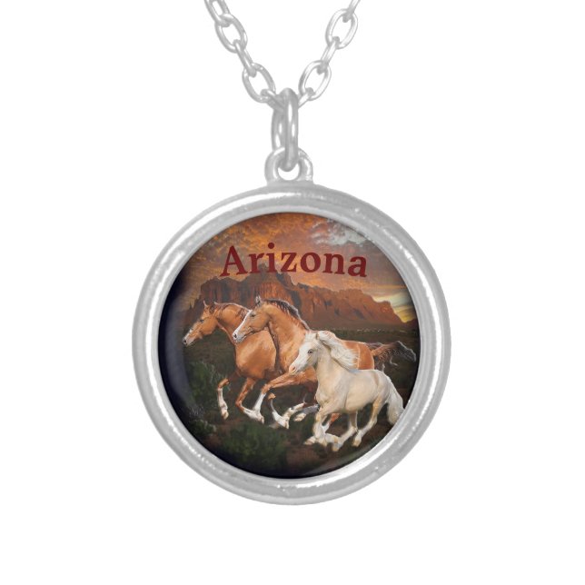 Wild Horses Silver Plated Necklace (Front)