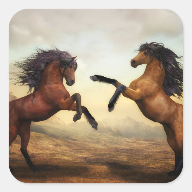 Wild Horses Square Sticker (Front)