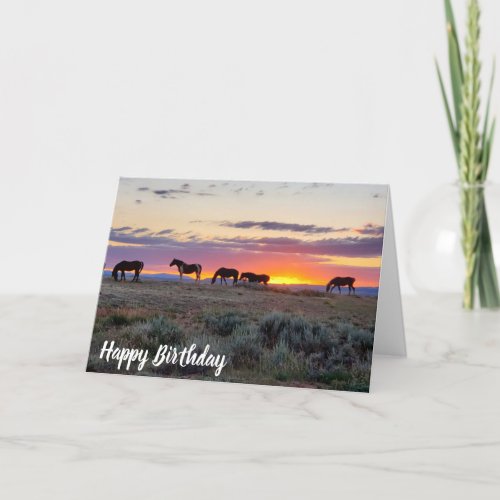 Wild Horses Sunset Birthday Card