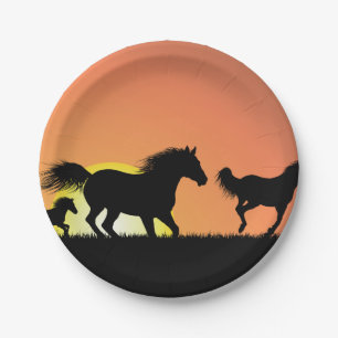 Wild Horses Sunset Silhouette Paper Plates