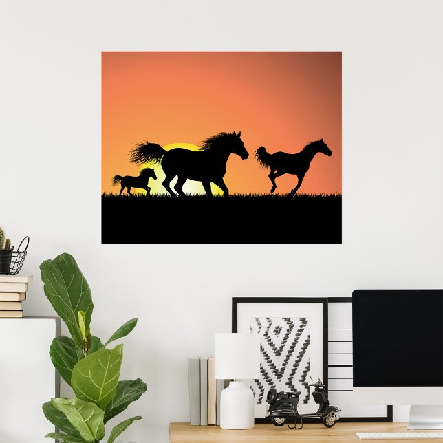 Wild Horses Sunset Silhouette Poster (Creator Uploaded)