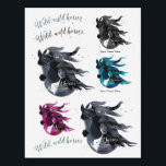 Wild Horses Tattoo<br><div class="desc">A beautiful image of a Horse and a Girl. Elegant design with beautiful digital and watercolor illustrations by Ulla at mermaid.fi (that’s me!). Perfect for all as a birthday gift, or for anyone who loves nature and horses and life in the wild. Customizable! You can add your or the recipient's...</div>