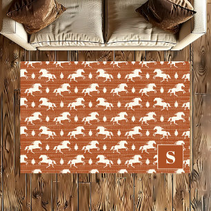 Wild Horses Terracotta Monogrammed Rug
