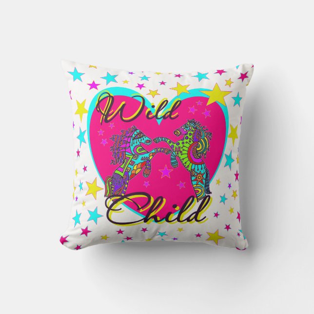 Wild Horses Throw Pillow (Front)