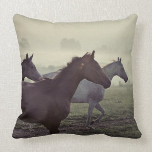 Wild horses throw pillow