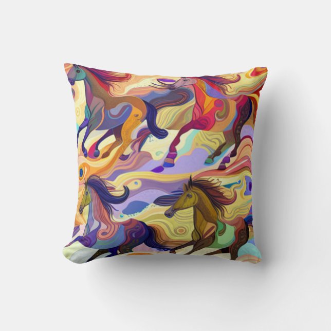 Wild Horses Throw Pillow (Front)