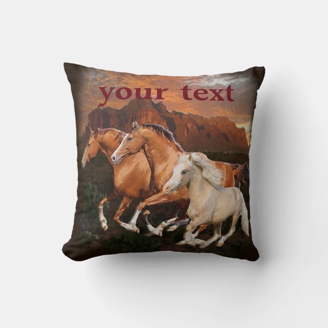 Wild Horses Throw Pillow (Front)