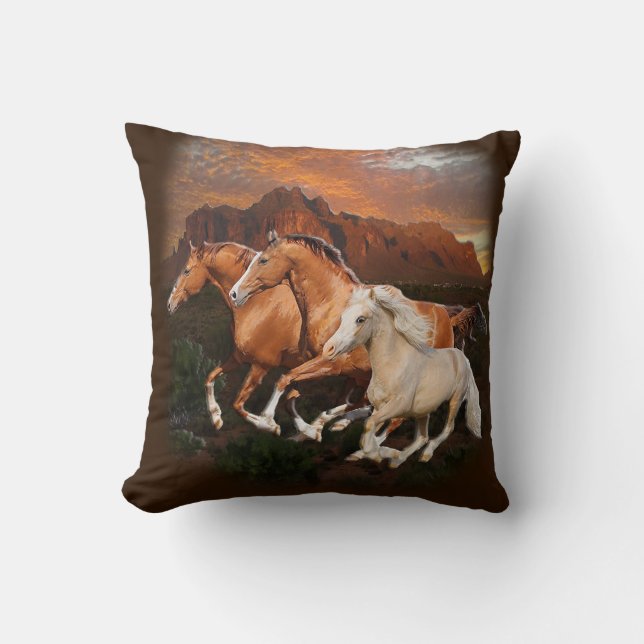 Wild Horses Throw Pillow (Front)