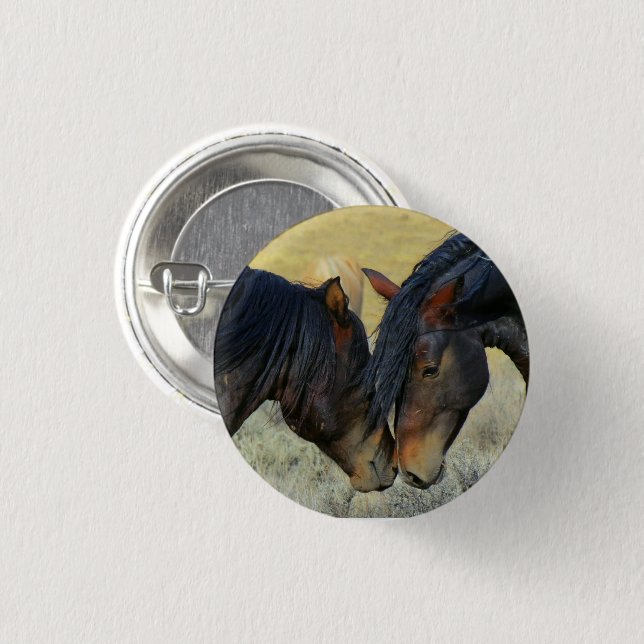 Wild Horses Touching Noses Button (Front & Back)