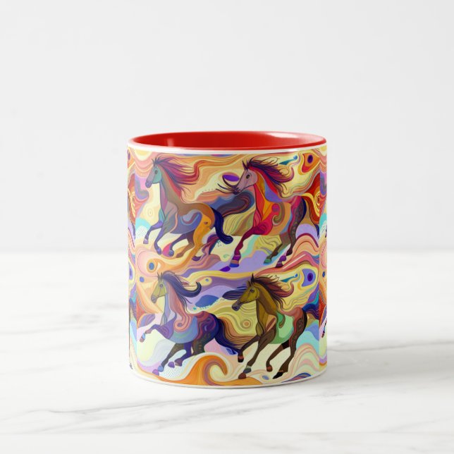 Wild Horses Two-Tone Coffee Mug (Center)