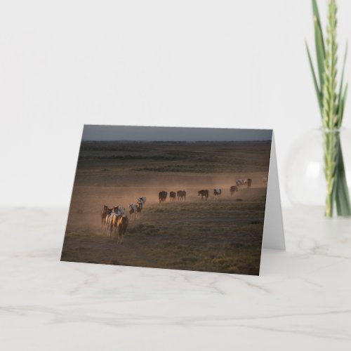 Wild Horses Walking Towards Desert Card
