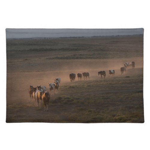 Wild Horses Walking Towards Desert Cloth Placemat