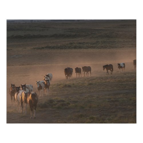 Wild Horses Walking Towards Desert Faux Canvas Print