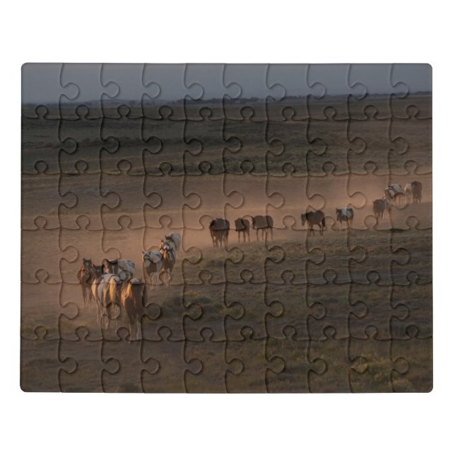 Wild Horses Walking Towards Desert Jigsaw Puzzle (Puzzle Horizontal)