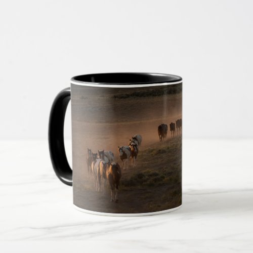 Wild Horses Walking Towards Desert Mug