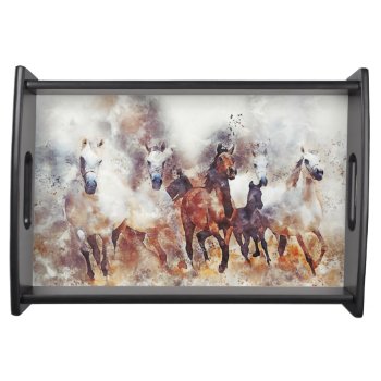 Wild Horses Watercolor Artwork  Serving Tray by Hannahscloset at Zazzle