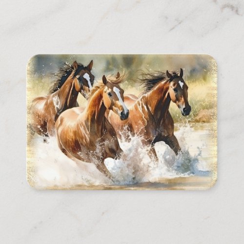 Wild Horses Watercolor Business Card