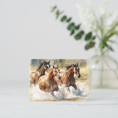 Wild Horses Watercolor Business Card