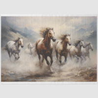 Wild Horses Watercolor Decoupage