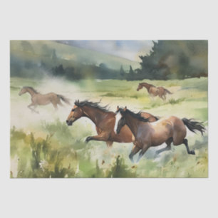 Wild Horses Watercolor Decoupage Tissue Paper