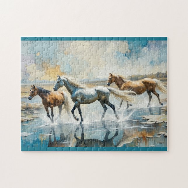 Wild Horses watercolor Jigsaw Puzzle (Horizontal)