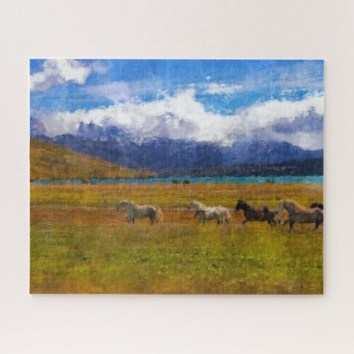 Wild Horses Watercolor Jigsaw Puzzle