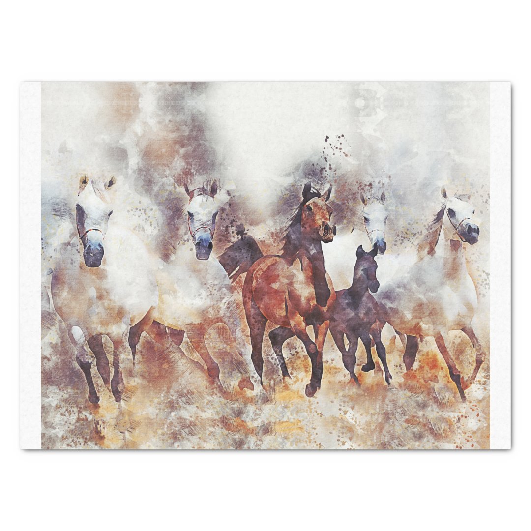 Wild Horses Western 18x15 Decoupage Tissue Paper | Zazzle