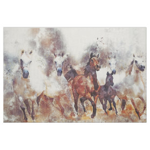 Wild Horses Western Art Linen Fabric
