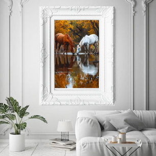 Wild Horses Western Decoupage Art  Poster