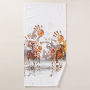 Running Horses Gold Embroidered Hand Towel