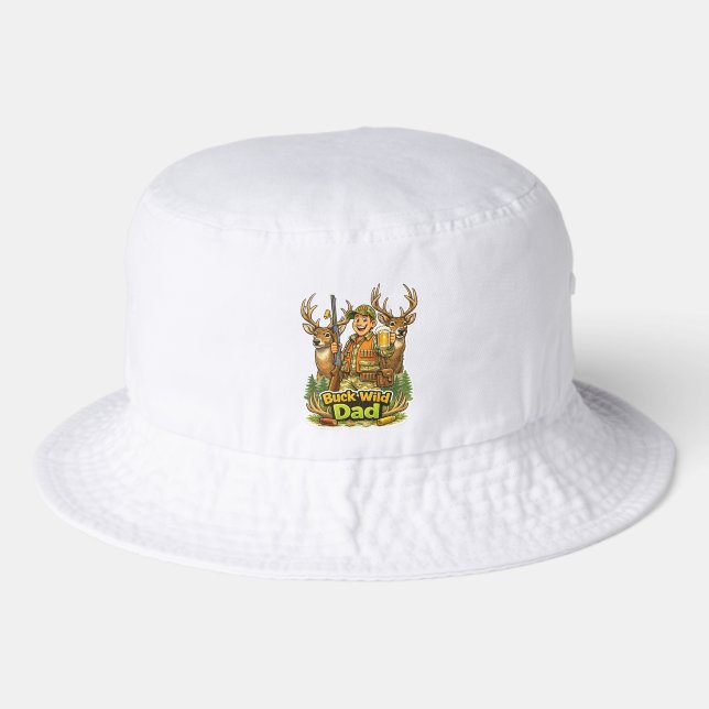 Wild hunting with dad funny hunter gift idea bucket hat (Front)