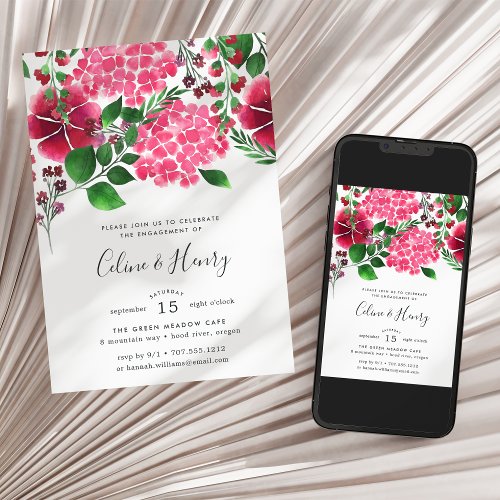 Wild Hydrangea Engagement Party Invitation