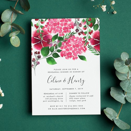 Wild Hydrangea Rehearsal Dinner Invitation